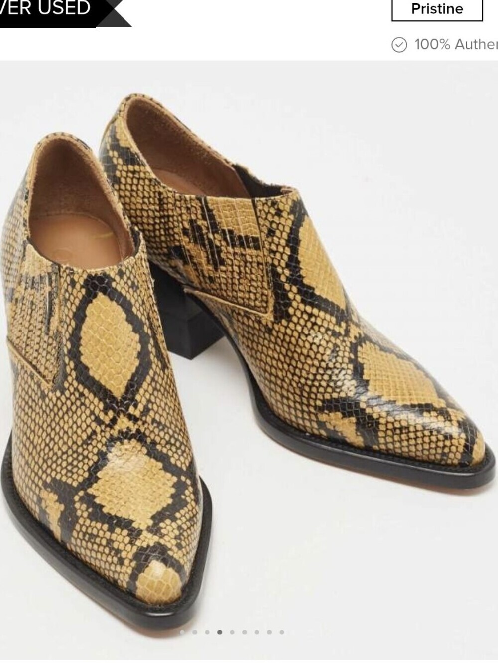 Chloé Rylee Snake Embossed Leather Booties-Black/Yellow - Picture 7 of 15